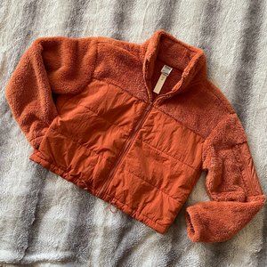 VS PINK Quilted Teddy Puffer Jacket Chestnut Spice Large NWT